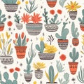 Intricate Vintage Cactus Pattern With Organic Flowing Forms Royalty Free Stock Photo