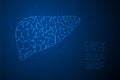 Liver shape Abstract Geometric Bokeh light circle dot pixel pattern; Medical Science Organ concept design blue color illustration