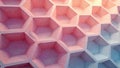 Geometric pattern of hexagonal cells filled with soft hues of pink, rose, and light blue, creating a delicate textured depth. Royalty Free Stock Photo