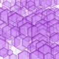 Geometric pattern with hexagons is pictured with lilac tones in the honeycomb