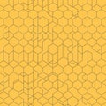 A geometric pattern of interconnected hexagons on a yellow background Royalty Free Stock Photo
