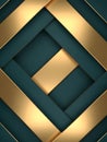 Geometric Pattern with Interlocking Gold and Dark Green Shapes, Abstract Design Royalty Free Stock Photo