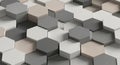 Geometric pattern with interlocking hexagonal tiles in shades of gray, beige, and Royalty Free Stock Photo
