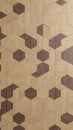 Natural wood geometric pattern of interlocking hexagons and rhombuses in light and dark brown tones showcasing wood grain textures Royalty Free Stock Photo