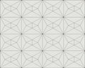 Geometric pattern of interlocking star shapes and triangles with thin black outlines on a light grey background creating a Royalty Free Stock Photo