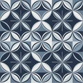 Geometric Pattern with Intersecting Circles and Squares in Shades of Blue and White Royalty Free Stock Photo