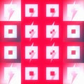 Geometric Pattern of Lightning Bolts and Squares on Red Background Royalty Free Stock Photo
