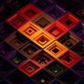 Geometric pattern of nested squares in a diamond arrangement, featuring a vivid color