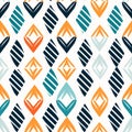 Geometric Pattern: Orange And Blue Angular Brushstrokes