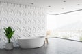 Geometric pattern panoramic bathroom corner Royalty Free Stock Photo