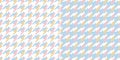 Geometric pattern in pastel blue, pink, yellow, white with houndstooth check plaid. Seamless colorful light dog tooth print. Royalty Free Stock Photo