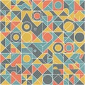Geometric pattern in a patchwork design featuring circles, tria Royalty Free Stock Photo