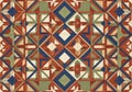 Geometric pattern with a quilt-like design featuring interlocking squares and triangles. Colors Royalty Free Stock Photo