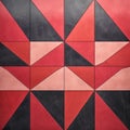 Geometric Pattern On Red And Black Leather Tile A Textural Wall Sculpture Royalty Free Stock Photo