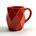 Geometric Pattern Red Mug - Maya Rendered Cubist Faceting Design