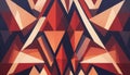 Geometric pattern of red, orange, and beige triangles arranged in a dynamic and modern composition. Royalty Free Stock Photo