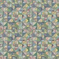 Pattern with a repeating design of circles triangles squares and Royalty Free Stock Photo