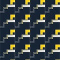 Background contrasts with bold yellow squares and white lines, creating a Royalty Free Stock Photo