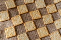 Geometric pattern of salted crackers Royalty Free Stock Photo