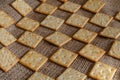 Geometric pattern of salted crackers Royalty Free Stock Photo