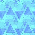 Geometric pattern. Seamless blue background with geometric shapes. Abstract embossing, soft blend and random triangle and circle