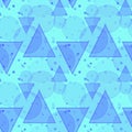 Geometric pattern. Seamless blue background with geometric shapes. Abstract embossing, soft blend and random triangle and circle