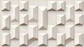 A geometric pattern of white, three-dimensional shapes on a beige background. Royalty Free Stock Photo