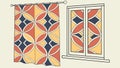 Geometric Pattern Window Curtains Vector Art, vector design Generative AI Royalty Free Stock Photo