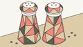 Geometric Patterned Salt and Pepper Shakers, vector design Generative AI Royalty Free Stock Photo