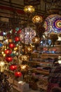 Geometric patterns on colorful turkish lamps Royalty Free Stock Photo