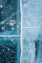 Geometric patterns in the ice of Lake Minnewanka, Banff National Park Royalty Free Stock Photo