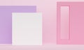 Geometric pink abstract background with colored walls and a window. 3d rendering Royalty Free Stock Photo