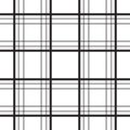 Geometric plaid line black and white minimalistic pattern.