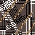 Geometric plaid pattern and golden chain