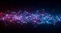 Geometric Plexus Network with Pink and Blue Nodes on Black Background for Data Visualization and Hi-Tech Motion Royalty Free Stock Photo