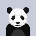 Geometric polygon panda head, triangle pattern