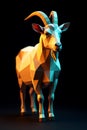 Geometric Polygonal Art Style Goat Standing Proudly Illuminated by Warm and Cool Lighting Royalty Free Stock Photo