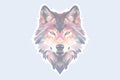 Geometric polygonal illustration of a wolf\'s head, featuring sharp angles and a blend of pastel hues. Royalty Free Stock Photo