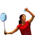 Geometric polygonal professional female badminton player