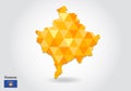 Geometric polygonal style vector map of Kosovo. Low poly map of Kosovo.