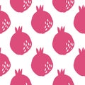 Geometric pomegranate fruit seamless pattern. Simple red pomegranates wallpaper