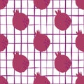 Geometric pomegranate fruit seamless pattern for textile design. Red pomegranates wallpaper Royalty Free Stock Photo