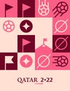 Geometric Poster Football Doha Qatar 2022 Creative. Soccer Web Flyer Template Background