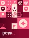 Geometric Poster Football Doha Qatar 2022 Creative. Soccer Web Flyer Template Background