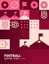 Geometric Poster Football Doha Qatar 2022 Creative. Soccer Web Flyer Template Background