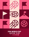 Geometric Poster Football Doha Qatar 2022 Creative. Soccer Web Flyer Template Background