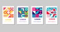 Geometric poster templates. Bauhaus style covers with abstract geometry. Minimalistic shapes with circles, triangles and Royalty Free Stock Photo