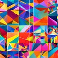 396 Geometric Prism Collage: A modern and geometric background featuring a collage of geometric prisms in vibrant and harmonious