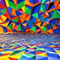 356 Geometric Prism: A modern and geometric background featuring a prism of geometric shapes in vibrant and harmonious colors th