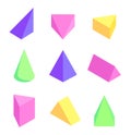 Geometric Prisms Set, Colorful Vector Illustration